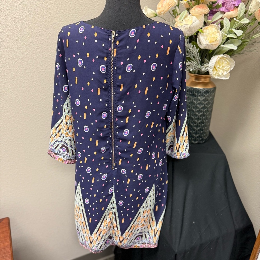 Umgee USA Boho Geometric Navy & White Tunic Top - Size L - Picture 3 of 8
